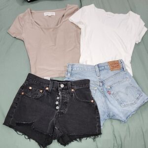 2 Levi Jean Shorts + 2 Tops HOT bundle
